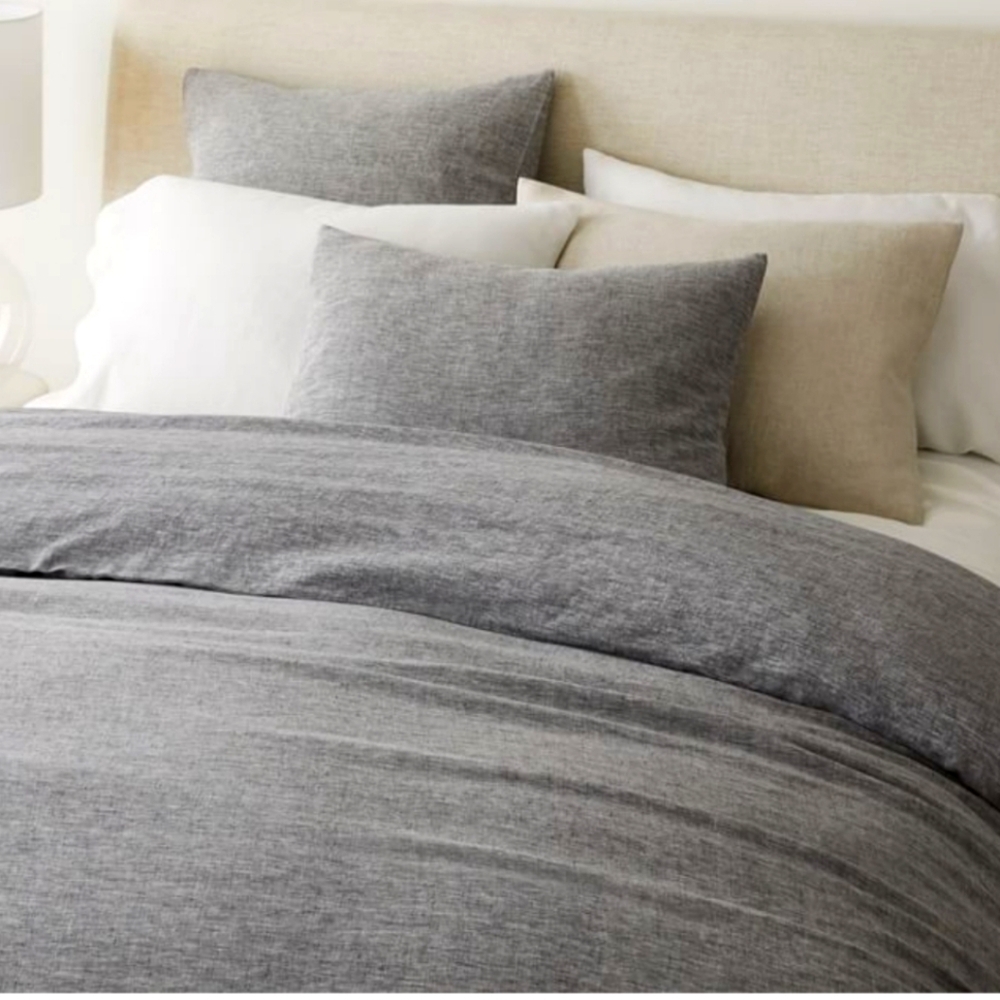 ❤️BUY 2 GET 1 FREE West Elf European Flax Linen Duvet Cover Color,Slate Melange